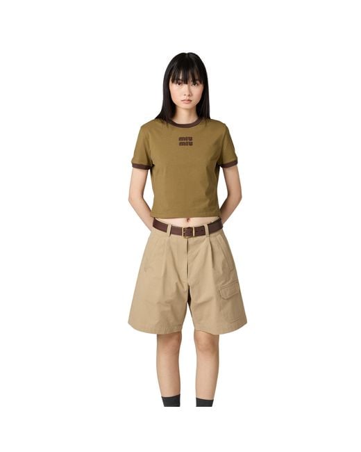 Miu Miu Green Cotton Jersey T-Shirt