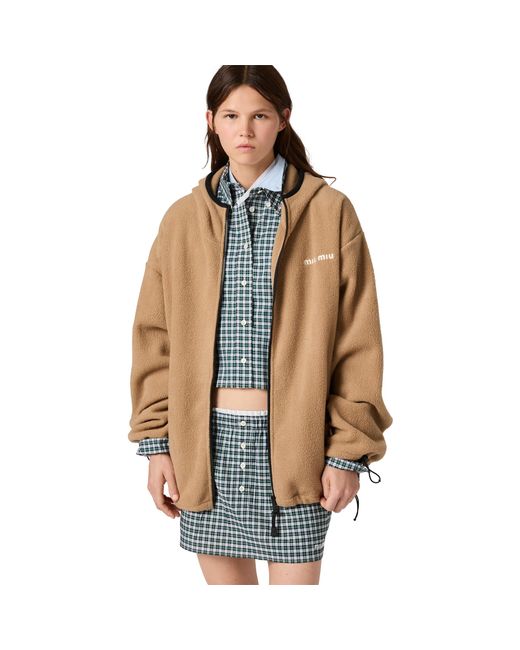 Miu Miu Natural Cotton Fleece Zipper Hoodie