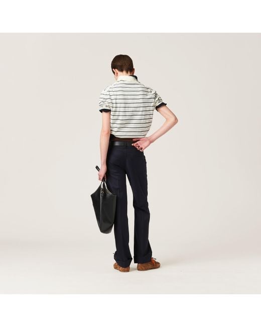 Miu Miu Cotton Jersey Polo Shirt in White | Lyst