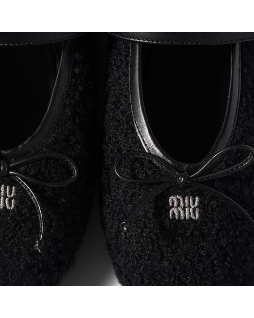 Miu Miu Black Mohair Ballerinas