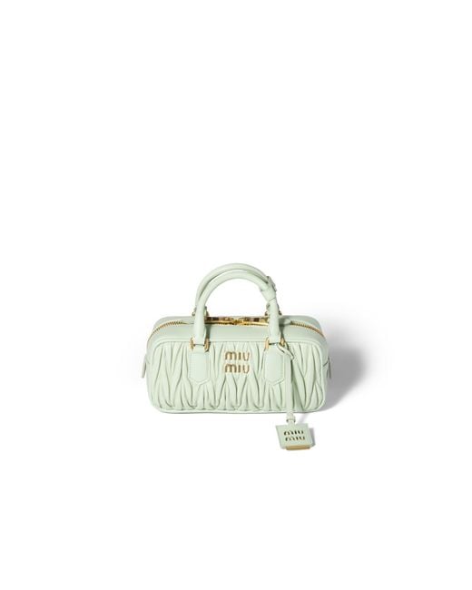 Miu Miu Green Arcadie Matelassé Nappa Leather Bag
