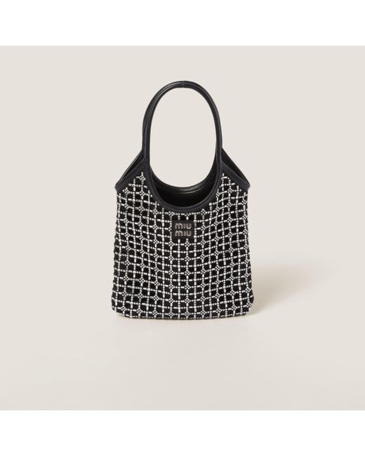 Miu Miu Black Satin Handbag With Synthetic Crystals