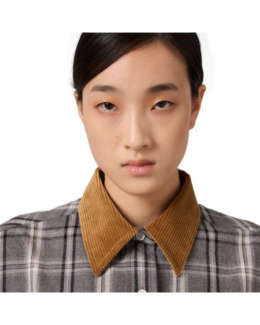 Miu Miu Gray Checked Flannel Shirt