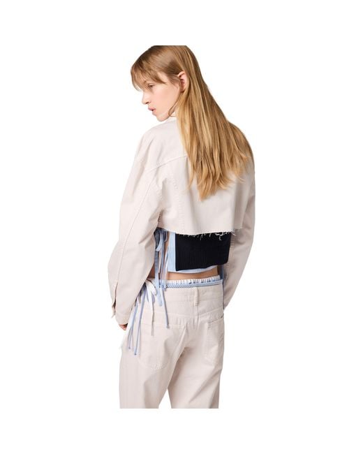 Miu Miu Natural Cropped Denim Jacket