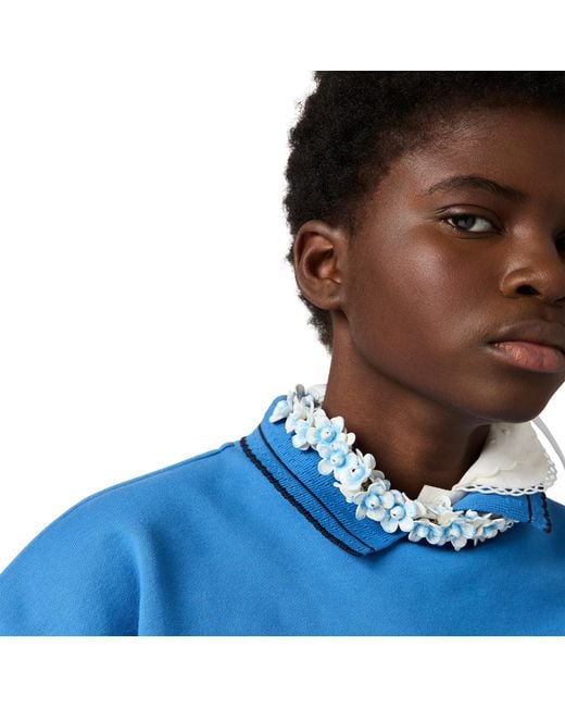 Miu Miu Blue Cotton Fleece Sweatshirt
