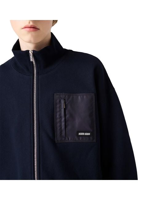 Miu Miu Blue Zippered Fleece Jacket