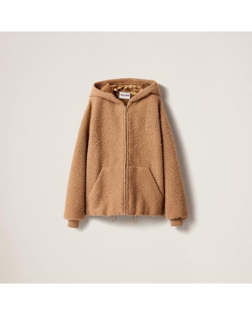 Miu Miu Brown Pile Hoodie Jacket