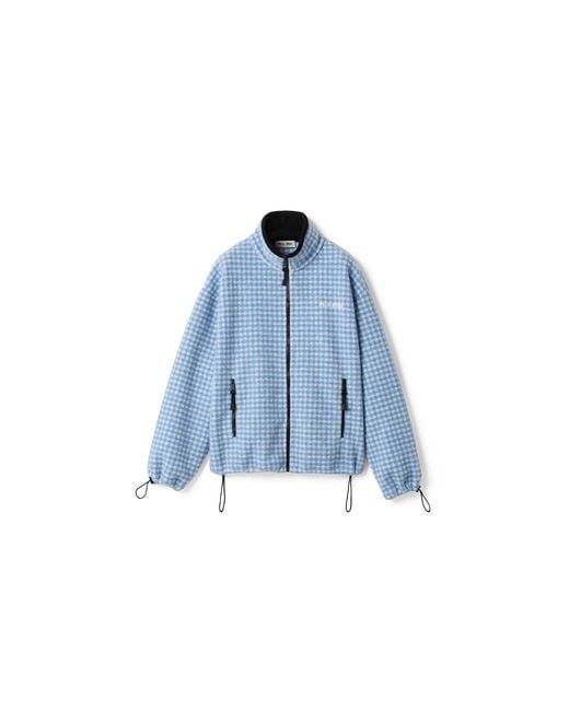 Miu Miu Blue Gingham Check Fleece Jacket