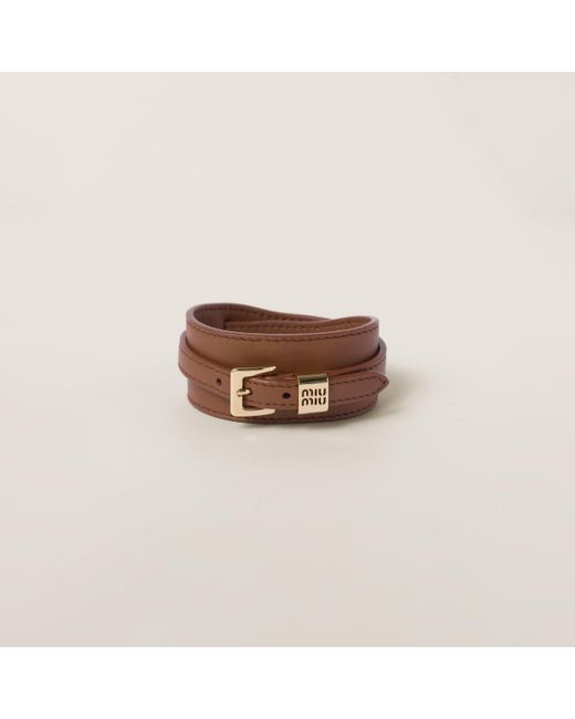Miu Miu Brown Leather Bracelet