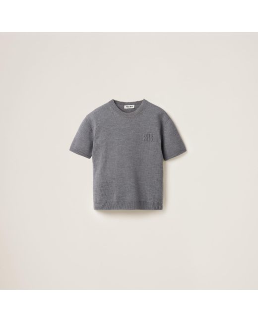 Miu Miu Gray Wool And Nylon Sweater