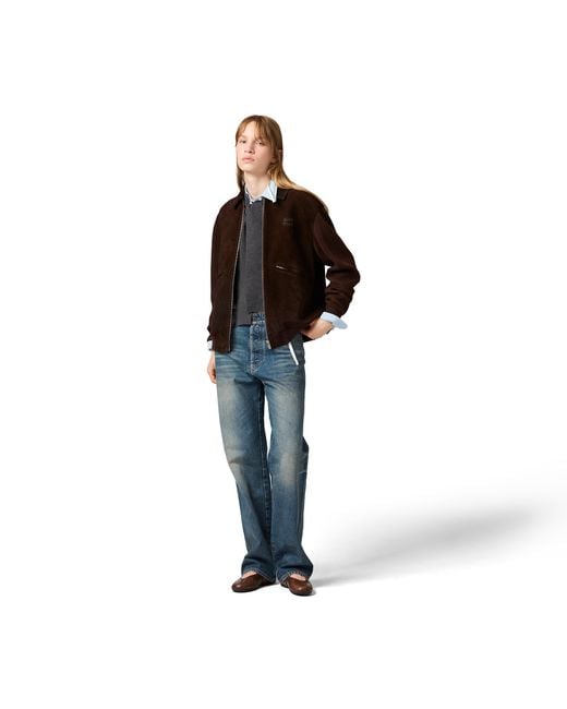 Miu Miu Brown Waxed Suede Blouson Jacket