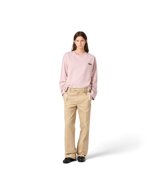 Miu Miu Pink Striped Jersey T-Shirt