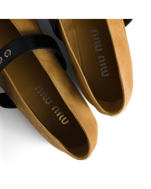 Miu Miu Metallic Suede Ballerinas