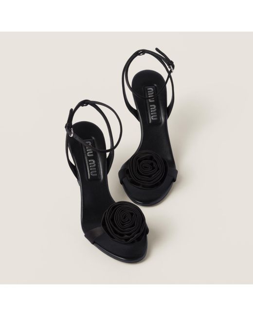 Miu Miu Black Satin Sandals