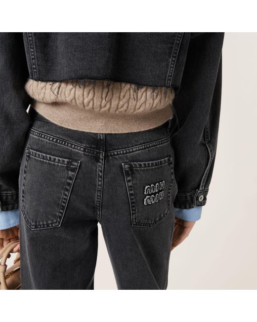 Miu Miu Five-pocket Black Denim Jeans