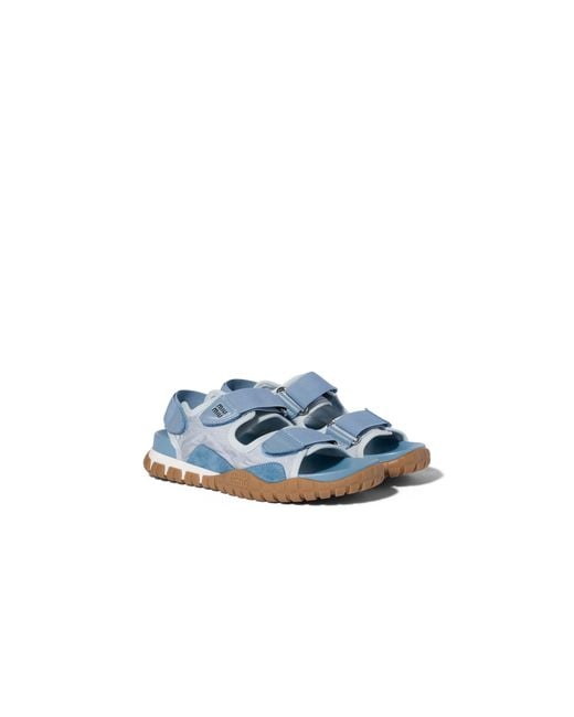 Miu Miu Blue Tyre Technical Fabric And Suede Sandals