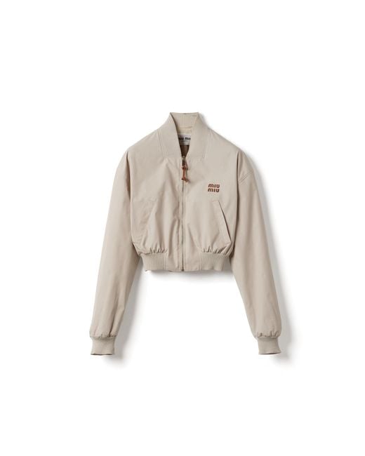 Miu Miu Natural Panama Cotton Bomber Jacket