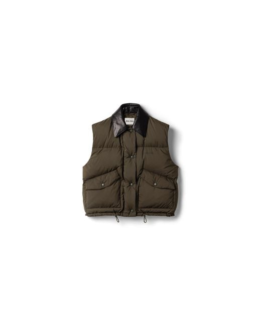 Miu Miu Brown Technical Pongé Down Vest