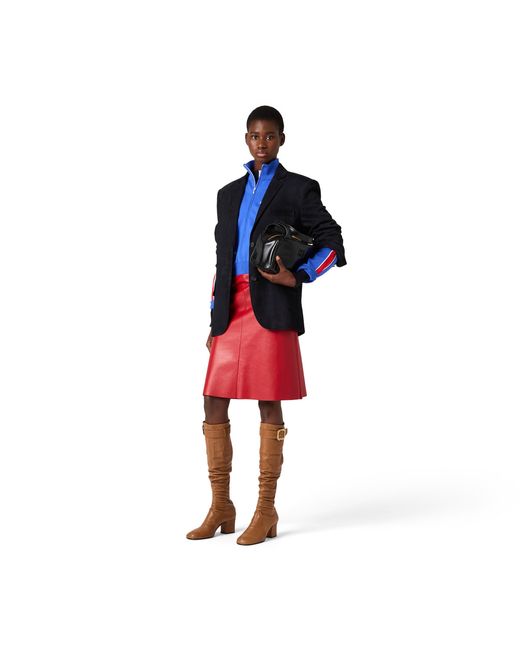 Miu Miu Blue Waxed Suede Leather Jacket