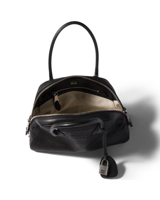 Miu Miu Black Vivant Nappa Leather Bag