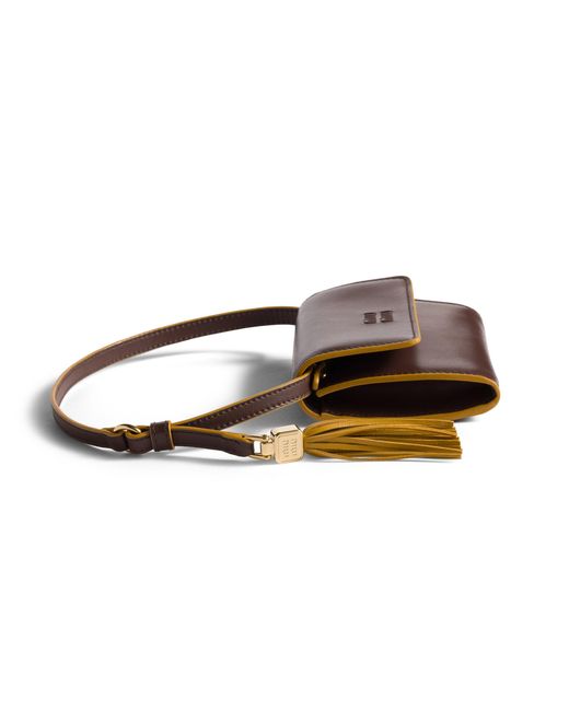 Miu Miu Brown Leather Wallet With Shoulder Strap