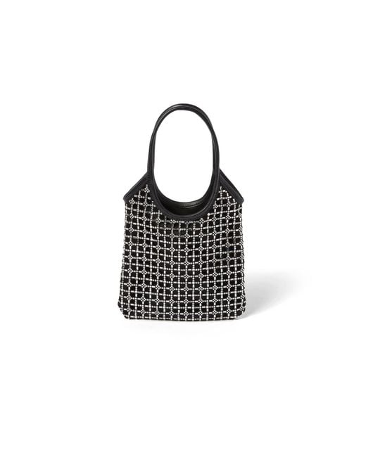 Miu Miu Black Ivy Satin Handbag With Synthetic Crystals