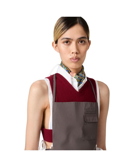 Miu Miu Gray Poplin Apron Top