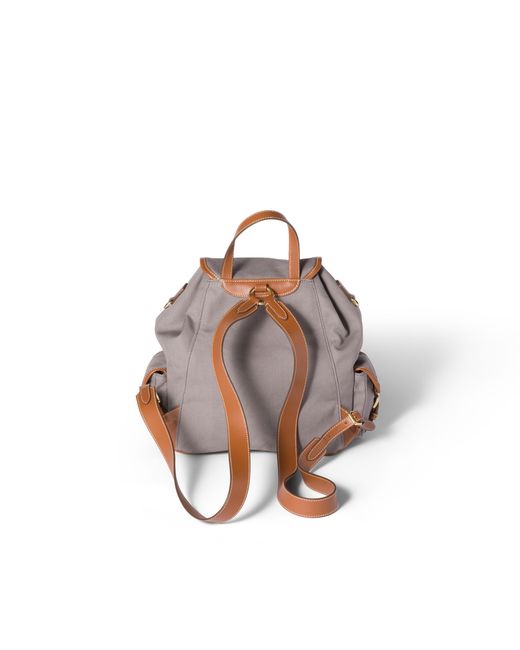 Miu Miu Brown Canvas And Leather Backpack