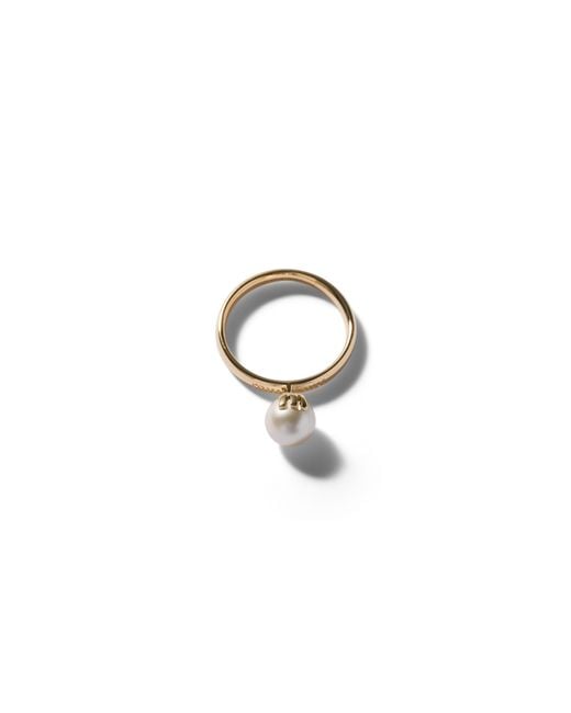 Miu Miu Metallic Metal And Pearl Ring