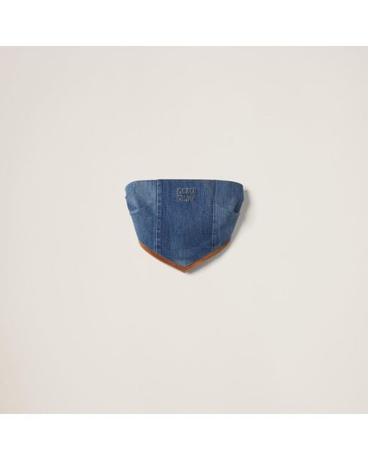 Miu Miu Blue Denim Hanky Hem Top