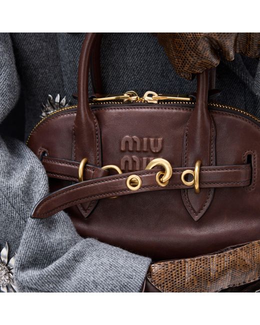 Miu Miu Brown Aventure Nappa Leather Top-Handle Bag