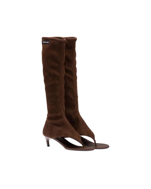 Miu miu suede thong boots in brown lyst