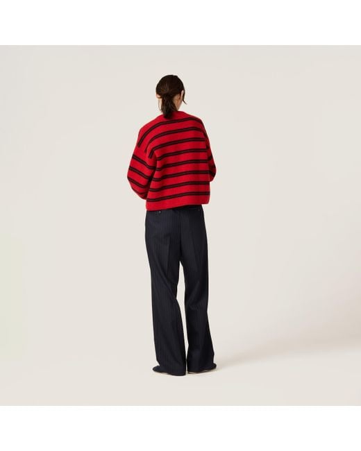 Miu Miu Red Shetland Knit Cardigan