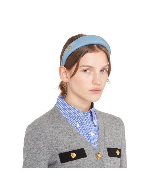 Miu Miu Blue Patent Leather Headband