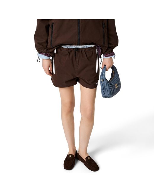Miu Miu Brown Washed Gabardine Shorts