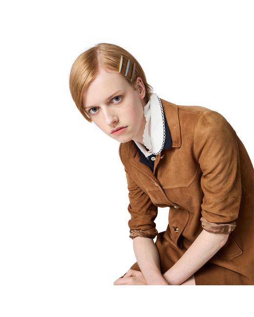 Miu Miu Brown Waxed Suede Coat