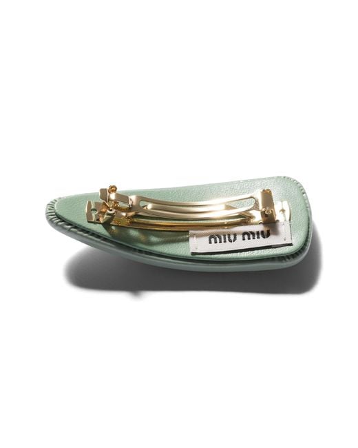Miu Miu Green Patent Leather Hair Clip