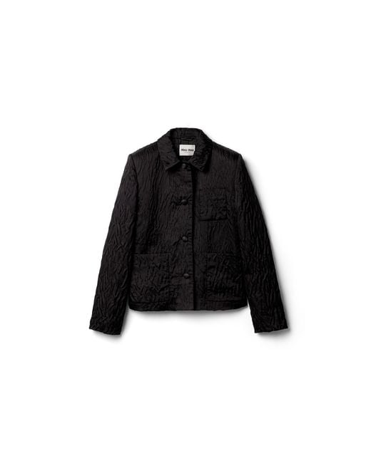 Miu Miu Black Single-Breasted Cloqué Duchesse Jacket