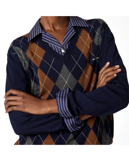 Miu Miu Blue V-Necked Wool Sweater