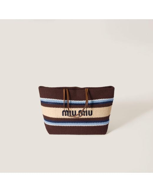 Miu Miu Multicolor Raffia-Effect Woven Tote Bag