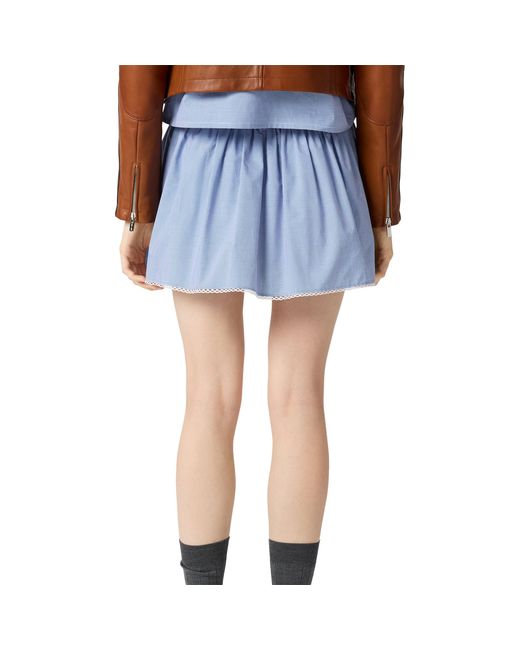 Miu Miu Blue Gingham Check Miniskirt
