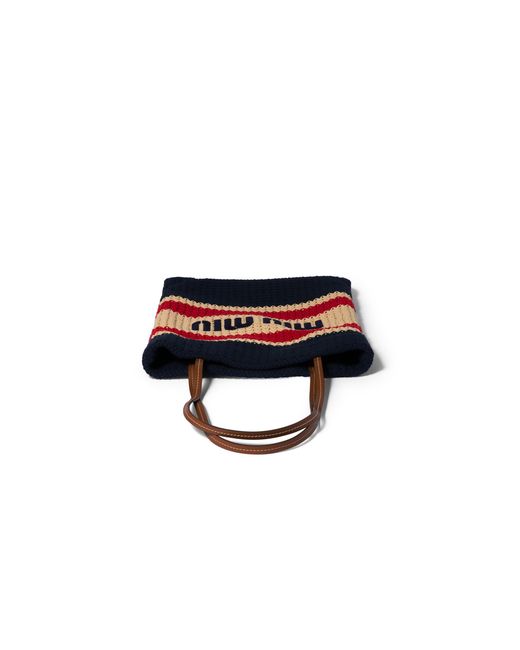 Miu Miu Red Raffia-Effect Woven Tote Bag