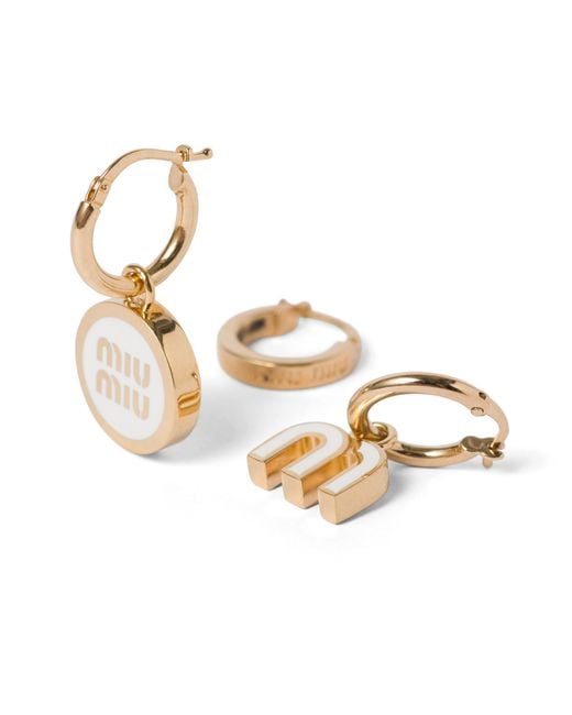 Miu Miu Metallic Set Of Enameled Metal Earrings