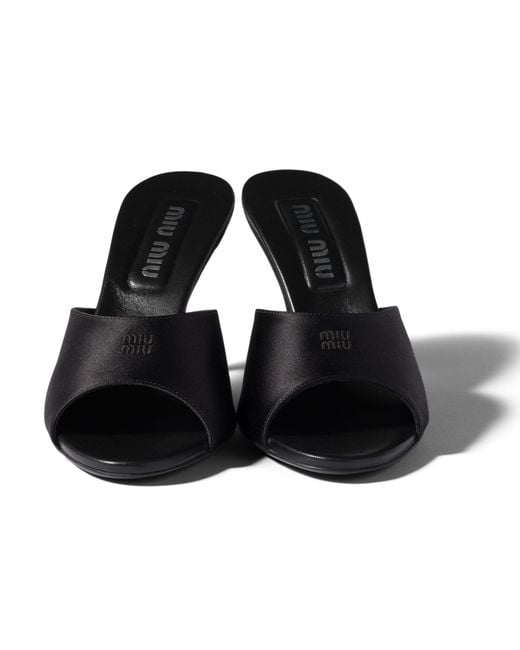 Miu Miu Black Satin Sandals