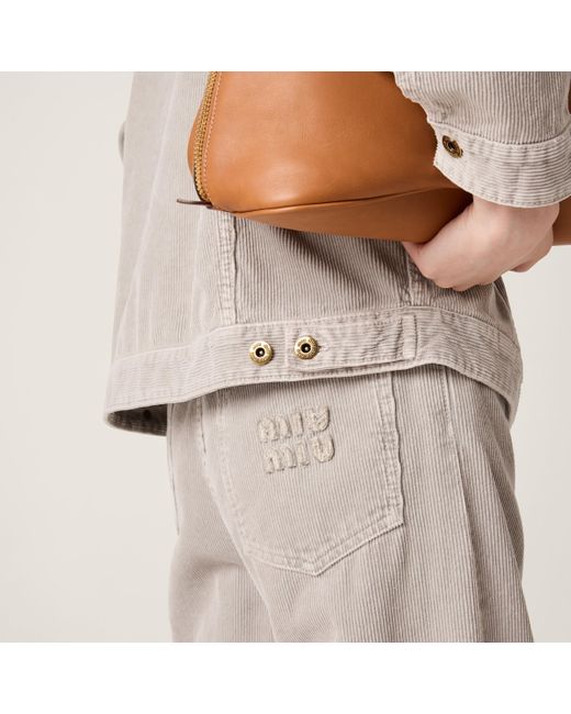 Miu Miu Gray Garment-Dyed Corduroy Pants