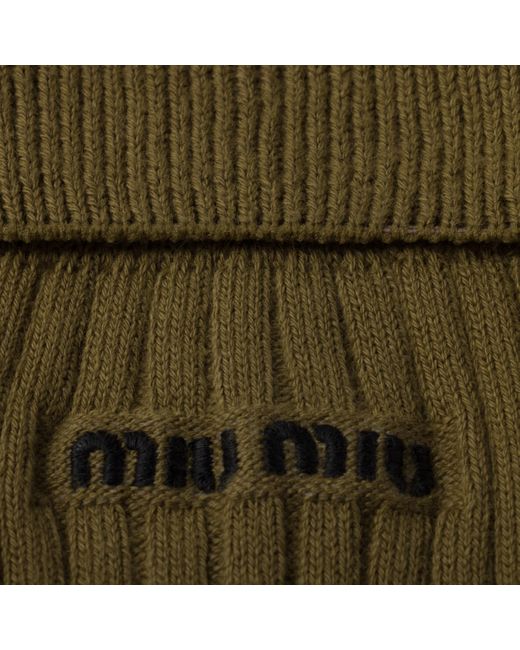Miu Miu Green Ribbed Knit Socks