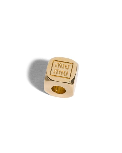 Miu Miu Metallic Enameled Metal Dice Charm With Four-Leaf Clover