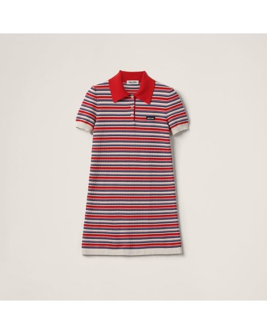 Miu Miu Cotton Polo Dress in Red | Lyst UK