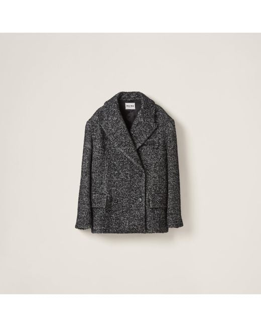 Miu Miu Black Double-Breasted Chevron Jacket
