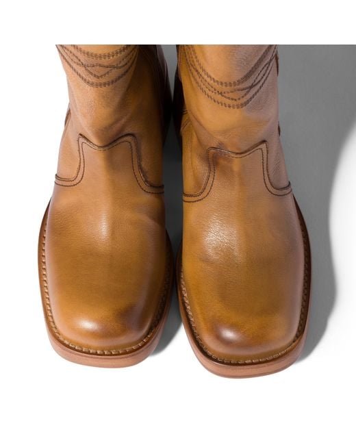 Miu Miu Brown Embroidered Leather Boots